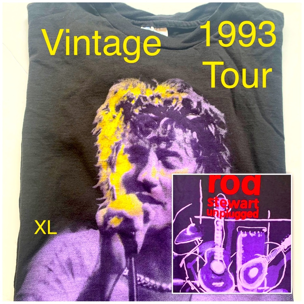 ⭐️’93 ROD STEWART Tour,  quality  Tshirt HANES